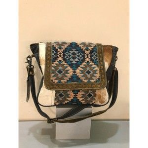 BOHO Western Myra Bag Genuine Cowhide & Repurposed Rug Flap Bag SUPER CUTE!